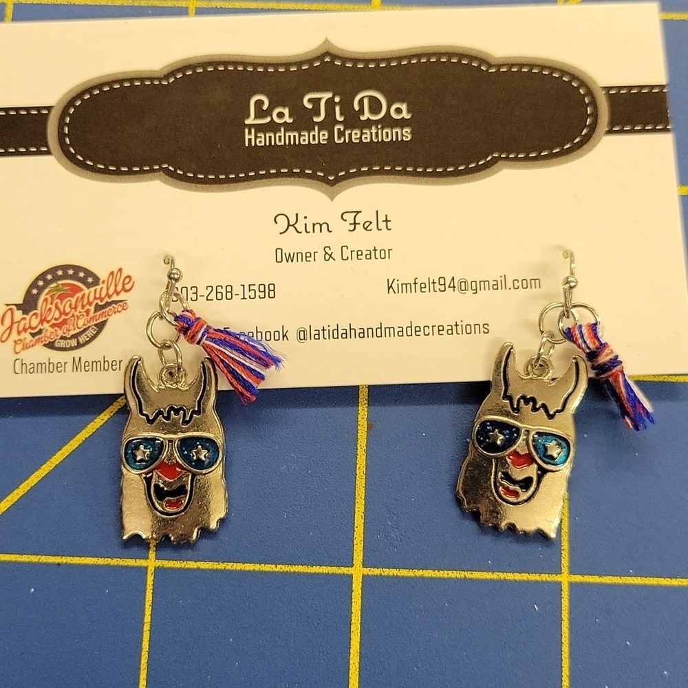 Patriotic Flag USA Red White & Blue Earrings